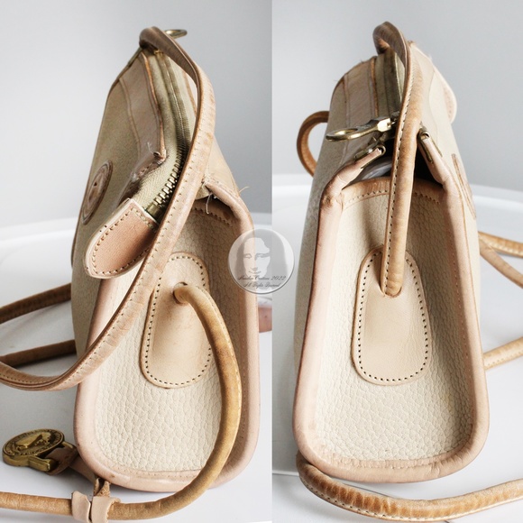 Vintage Dooney & Bourke Bag Small Zip Top Crossbody Bag Bone AWL with Fob - Picture 7 of 10